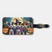Étiquette À Bagage Australie Terrier Chiens Citrouille Halloween Funn (Dos horizontal)