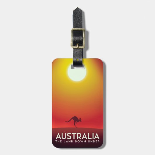 Étiquette À Bagage Australie "The land down under" tirage de vacances (Devant Vertical)