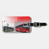 Étiquette À Bagage Autobus urbains Red Green Coaches sur Urban Street (Devant horizontal)