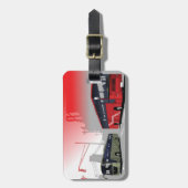 Étiquette À Bagage Autobus urbains Red Green Coaches sur Urban Street (Devant Vertical)