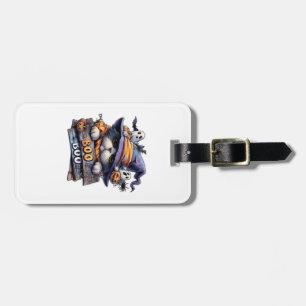 Étiquette À Bagage Autocollant de chat Halloween mignon � Chapeau de