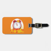 Étiquette À Bagage Automne Heure Changer Feuilles Automne Et Horloge (Devant horizontal)