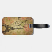 Étiquette À Bagage Automne romantique Damas d'automne Paris Tour Eiff (Dos horizontal)