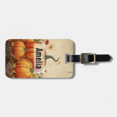 Étiquette À Bagage Automne Rustique Orange Citrouille (Devant horizontal)