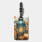 Étiquette À Bagage Automne Thanksgiving Citrouille Lanterne Harvest (Devant Vertical)