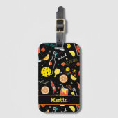 Étiquette À Bagage Avec le nom Dinks et 🍾 boissons 🥂 - pickleball L (Devant Vertical)