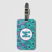 Étiquette À Bagage Avec le nom Minty et des raquettes de tennis viole (Devant Vertical)