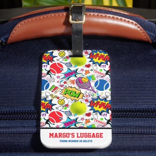 Étiquette À Bagage Avec texte 😍 🤩 Éclectique tennis 🎾 motif (Insitu Rectoal 2)