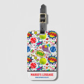 Étiquette À Bagage Avec texte 😍 🤩 Éclectique tennis 🎾 motif (Devant Vertical)