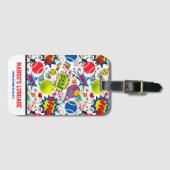 Étiquette À Bagage Avec texte 😍 🤩 Éclectique tennis 🎾 motif (Devant Horizontal)