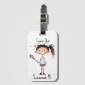 Étiquette À Bagage Avec texte, jolie fille de tennis (Devant Vertical)