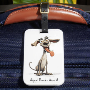 Étiquette À Bagage Avec un texte personnalisé, 🐶 fou 🤪 whippet
