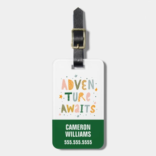 Étiquette À Bagage Aventure Attend (Devant Vertical)