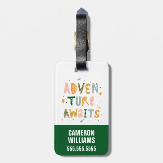 Étiquette À Bagage Aventure Attend (Dos Vertical)