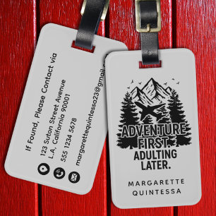 Étiquette À Bagage Aventure grise drôle Humour Voyage Citation Vacanc