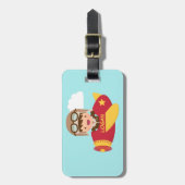 Étiquette À Bagage Aventure mignonne d'avion de garçon d'aviateur (Devant Vertical)