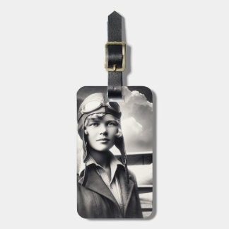 Étiquette À Bagage Aventurière Aviatrice Féminine Amelia Earhart Vint