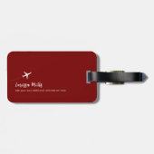 Étiquette À Bagage Avion avec route pointillée rouge foncé (Dos horizontal)