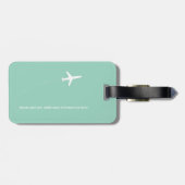 Étiquette À Bagage Avion avec ses initiales - bleu sarcelle (Dos horizontal)