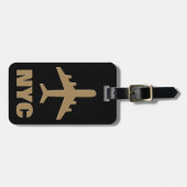 Étiquette À Bagage Avion avec vos initiales ou votre code d'aéroport (Devant horizontal)