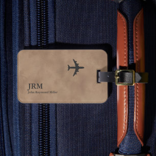 Étiquette À Bagage Avion Compagnie Aérienne Aviation Monogramme Brun-