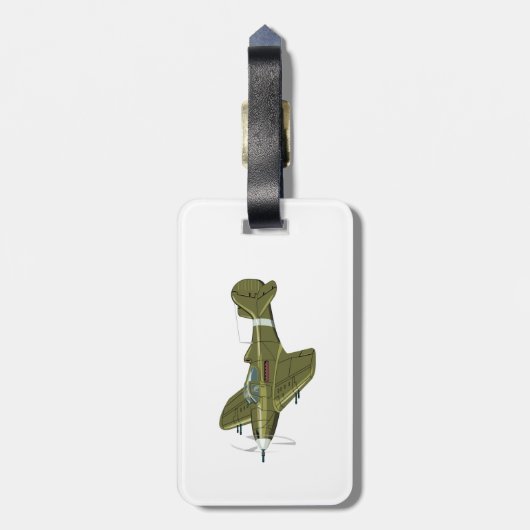 Étiquette À Bagage Avion de chasseur rétro-dessiné (Dos Vertical)