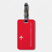 Étiquette À Bagage avion de voyage rouge blanc (Dos Vertical)