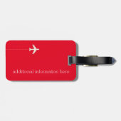Étiquette À Bagage avion de voyage rouge blanc (Dos horizontal)