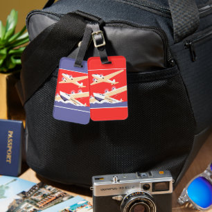 Étiquette À Bagage Avion en vol vintage WPA coloré