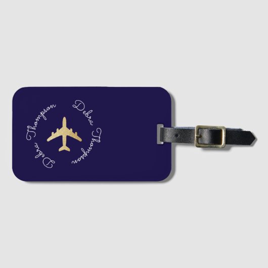 Étiquette À Bagage Avion Gold (Devant Horizontal)