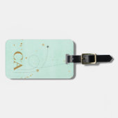 Étiquette À Bagage Avion Monogram Gold Turquoise léger (Devant horizontal)