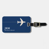 Étiquette À Bagage Avion Personnalisé Dark Blue Travel (Devant horizontal)