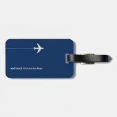 Étiquette À Bagage Avion Personnalisé Dark Blue Travel (Dos horizontal)
