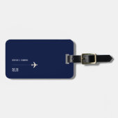 Étiquette À Bagage Avion Voyage Discret Classic Bleu foncé (Devant horizontal)