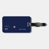 Étiquette À Bagage Avion Voyage Discret Classic Bleu foncé (Dos horizontal)