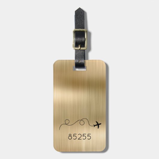 Étiquette À Bagage Avion Voyage ZIP CODE Aventure Vol Metallic (Devant Vertical)