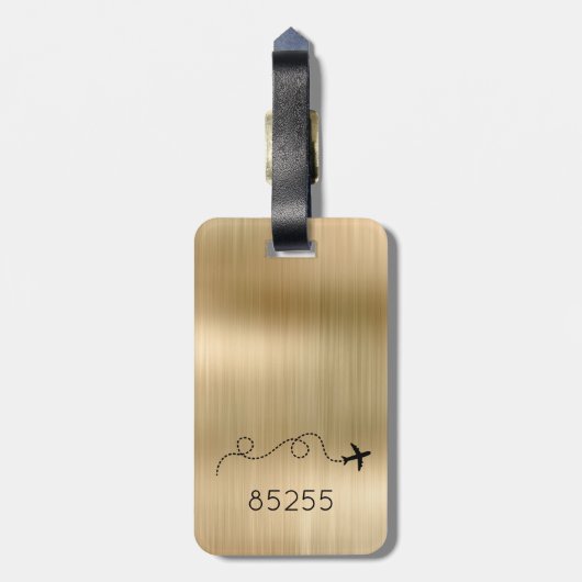 Étiquette À Bagage Avion Voyage ZIP CODE Aventure Vol Metallic (Dos Vertical)