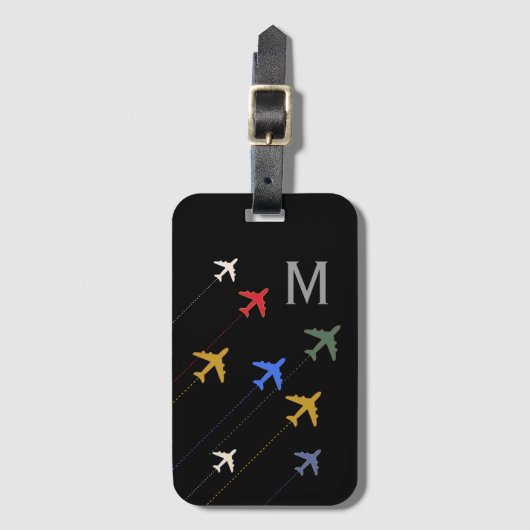 Étiquette À Bagage avions colorés (Devant Vertical)