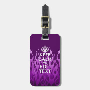Étiquette À Bagage Ayez Votre Texte Keep Calm sur Flammes de Course V