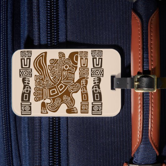 Étiquette À Bagage Aztec Eagle Guerrier Tribal Art antique (Insitu Rectoal 4)