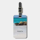 Étiquette À Bagage Azure Ocean Sandy Beach Photo (Devant Vertical)