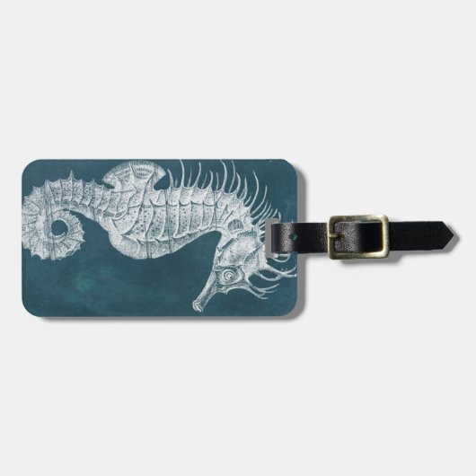Étiquette À Bagage Azure Seahorse Study I (Devant horizontal)
