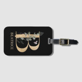 Étiquette À Bagage B Monogramme Floral Personnalisé (Devant Horizontal)