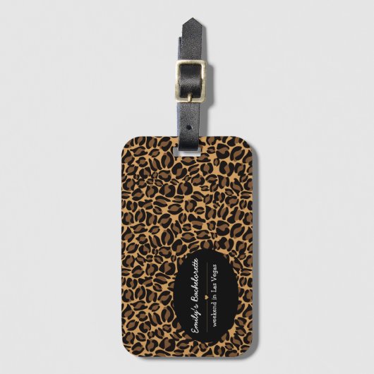 Étiquette À Bagage Bachelorette Bride Boujee Empreinte de léopard bra (Devant Vertical)