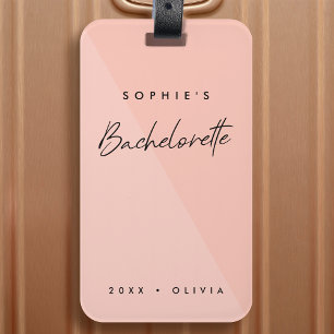 Étiquette À Bagage Bachelorette rose   Pastel moderne minimaliste