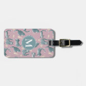 Étiquette À Bagage Bad Grey Tabby Chats Frappe Stuff Over & Monogramm (Devant horizontal)