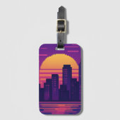 Étiquette À Bagage badge de ville de néon 8 bits (Devant Vertical)