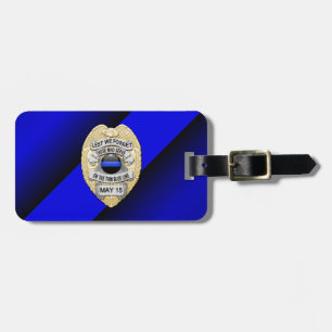 Étiquette À Bagage Badge Thin Blue Line avec bouton au verso