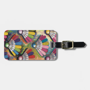 Étiquette À Bagage Badminton Shuttlecock Art motif coloré cadeau