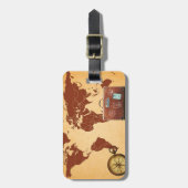 Étiquette À Bagage bagage de voyage sur la carte du monde (Devant Vertical)